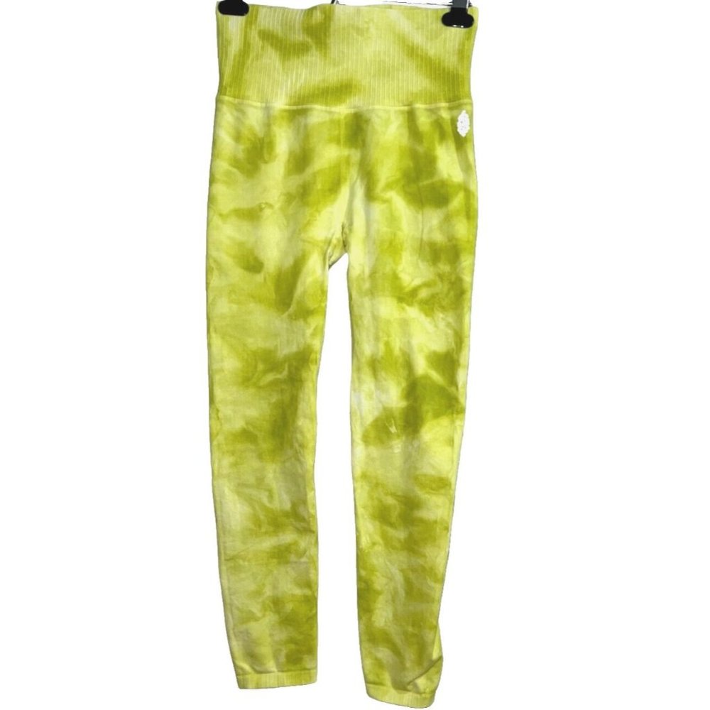 FREE PEOPLE MOVEMENT Good Karma Tie Dye Legging  KEY LIME COMBO Neon M/L